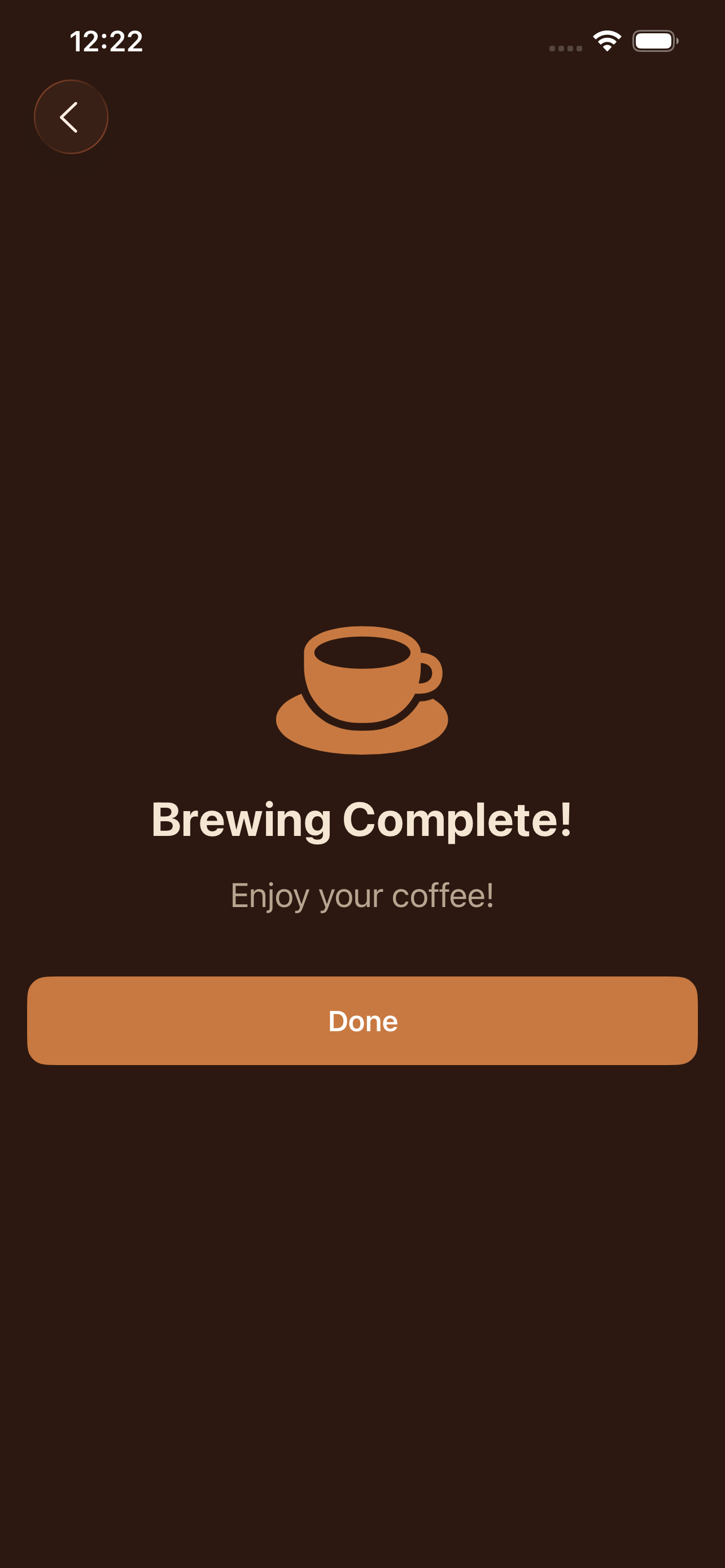 Brewing complete screen