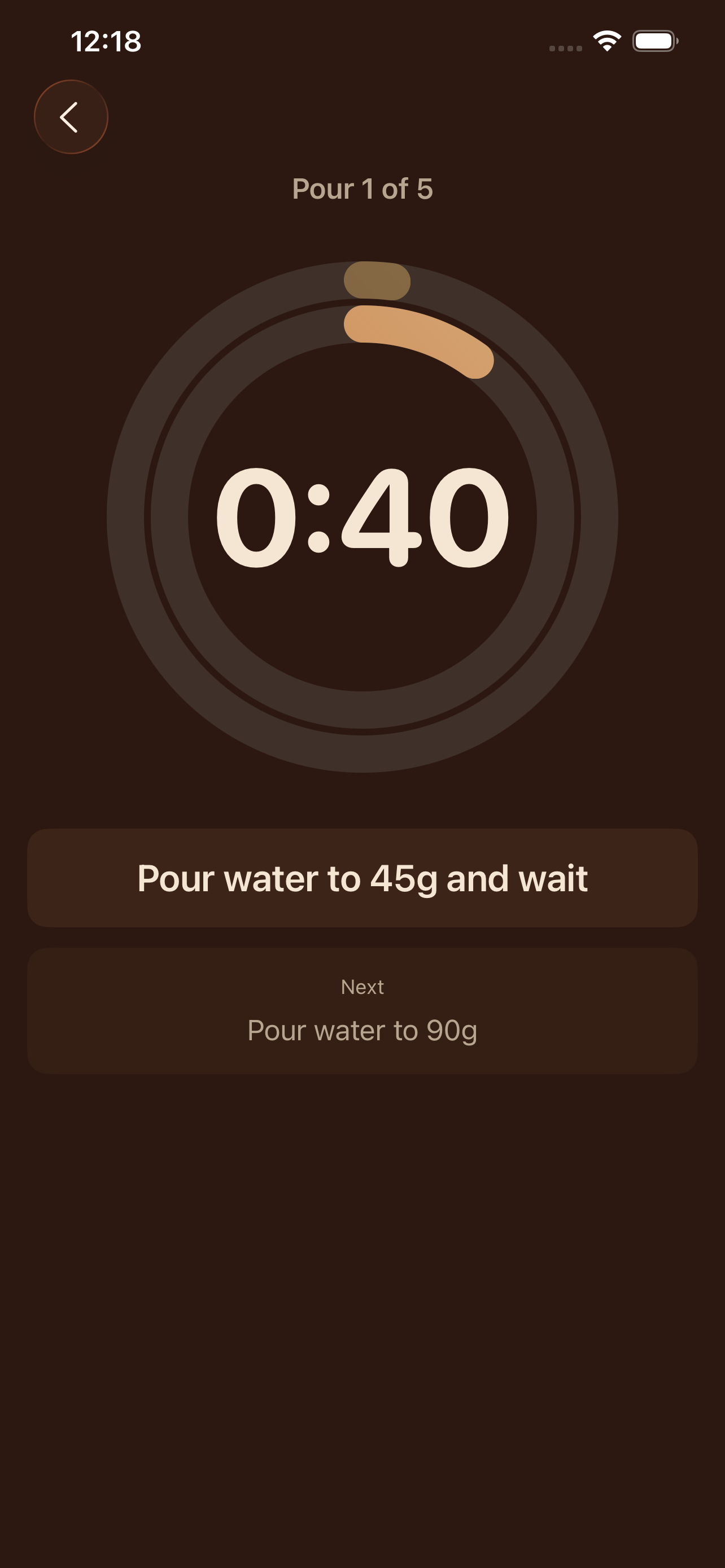 Brewing timer in progress